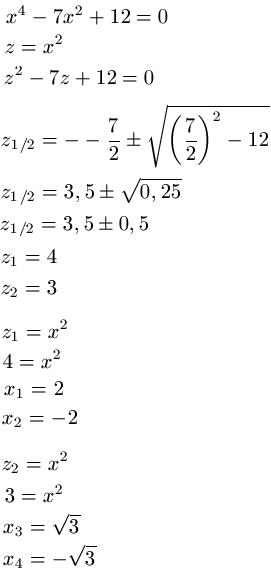 Biquadratische Gleichung Beispiel 1