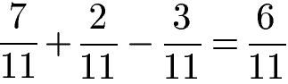 Gleichnamige Brüche addieren und subtrahieren mit mehreren Zahlen Beispiel