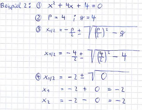PQ Formel Beispiel 2
