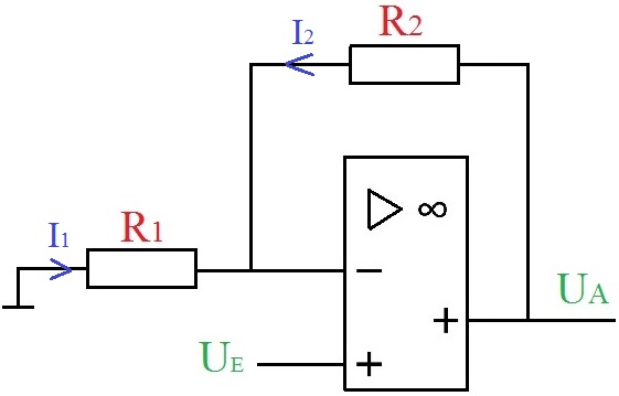 Nicht invertierender Verstärker mit Strom