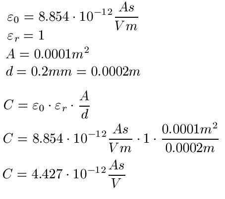 Plattenkondensator Beispiel Lösung