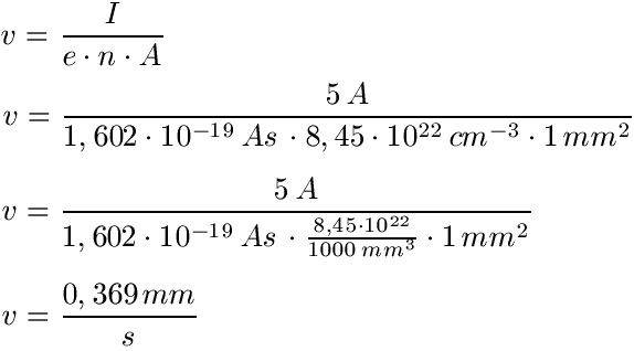 Strömungsgeschwindigkeit bzw. Driftgeschwindigkeit Beispiel 1