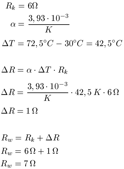 Temperatur Widerstand Beispiel 1