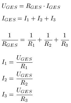 Verzweigter Stromkreis Formel