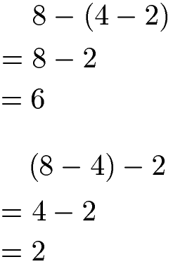 Assoziativgesetz Subtraktion Beispiel 1