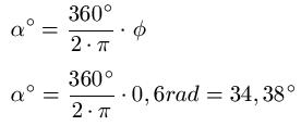 Bogenmaß Gradmaß Beispiel 2