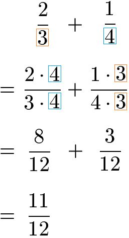 Bruchrechnung: Addition ungleichnamiger Brüche, Brüche erweitern und addieren