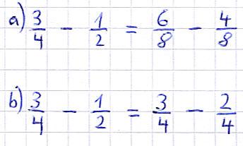 Bruchrechnung Subtrahieren Beispiel 1