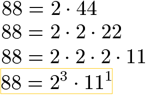 Brüche addieren: Primfaktorzerlegung 88