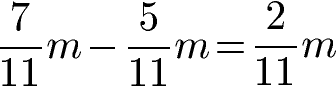 Gleichnamige Brüche subtrahieren mit Einheiten (Meter)