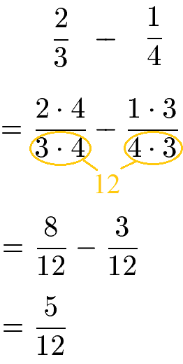 Ungleichnamige Brüche subtrahieren: Brüche erweitern und berechnen