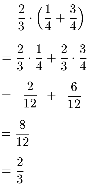 Distributivgesetz Addition mit Brüchen