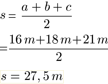 Dreieck Fläche, halber Umfang Beispiel