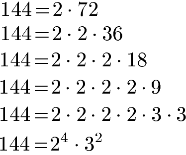 kgV für 3 Zahlen Teil 2: Primfaktorzerlegung Zahl 144