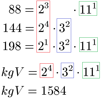 kgV für 3 Zahlen Teil 4: Primfaktorzerlegung von drei Zahlen