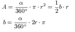 Kreisausschnitt und Kreissektor Formeln