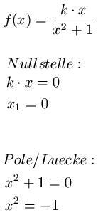 kurvenschar Beispiel 1 Nullstelle Pole Lücke