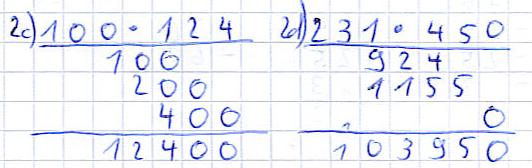 Schriftliche Multiplikation Lösungen Aufgabe 2c und 2d