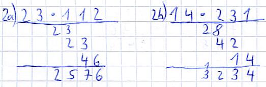 Schriftliche Multiplikation Lösungen Aufgabe 2a und 2b