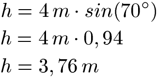 Parallelogramm: Höhe berechnen mit Winkel Beispiel