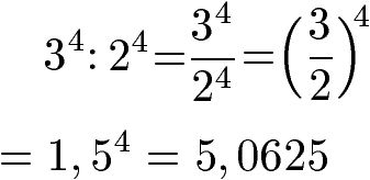 Potenzen dividieren: gleicher Exponent Beispiel 2