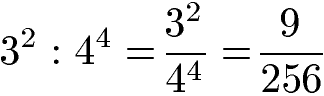 Potenzen dividieren: unterschiedliche Basen und unterschiedliche Exponenten Beispiel 2