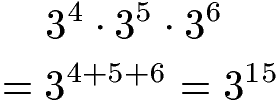 Potenzen multiplizieren: gleiche Basis mit drei Zahlen