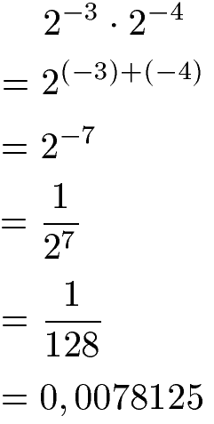 Potenzen multiplizieren: gleiche Basis mit negativem Exponenten