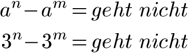 Potenzen Subtraktion: gleiche Basis, unterschiedliche Exponenten