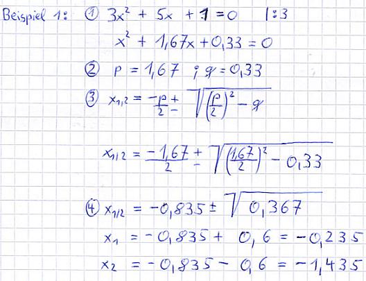 Pq Formel Für Quadratische Gleichungen
