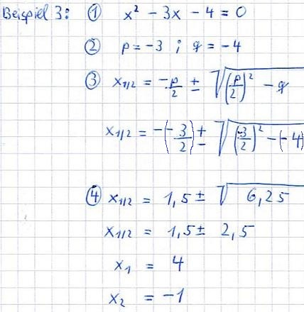 PQ Formel Beispiel 3