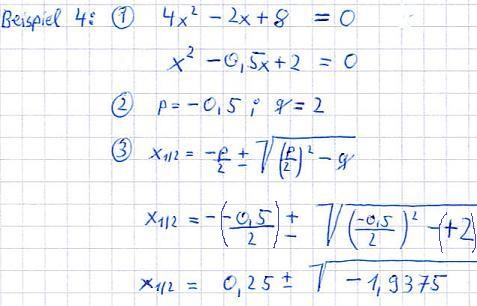 PQ Formel Beispiel 4