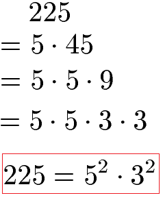 Primfaktorzerlegung Zahl 225 Beispiel