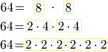 Primzahlen und Primfaktorzerlegung Zahl 64