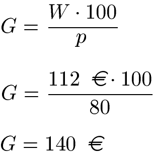 Prozentrechnung: Grundwert berechnen Beispiel 2