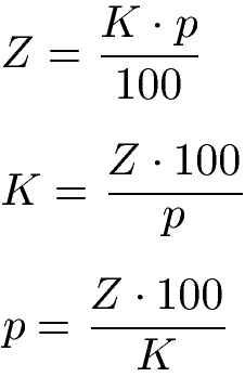 Prozentrechnung zu Zinsrechnung Formeln