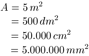 Quadratmeter umrechnen in Quadratzentimeter und Quadratmillimeter