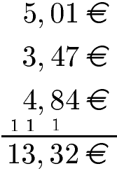 Rechnen mit Geld Klasse 3: Schriftliche Addition mit Übertrag