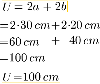 Rechteck Umfang Beispiel mit Zahlen und Zentimetern