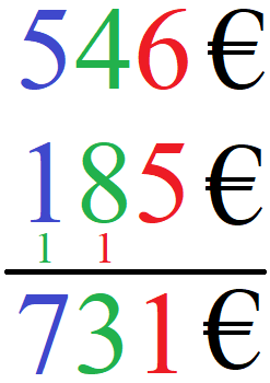 Schriftliche Addition mit Geld Lösung