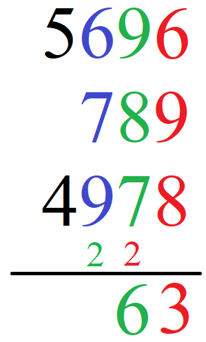 Schriftliche Addition große Zahlen Beispiel 1.3