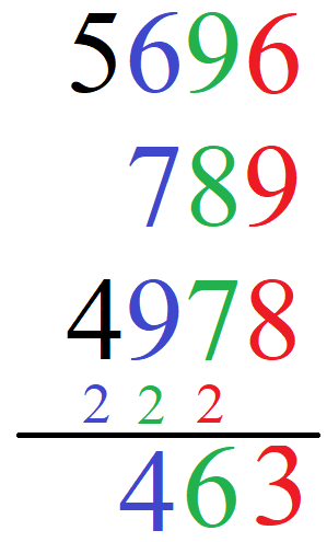 Schriftliche Addition große Zahlen Beispiel 1.4