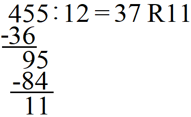 Schriftlich dividieren mit Rest Beispiel 2