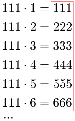 Vielfache von 111