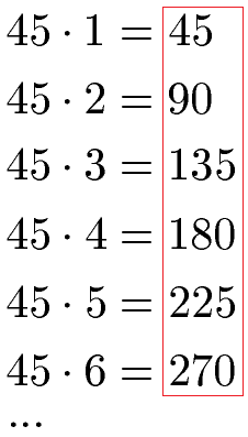 Vielfache von 45