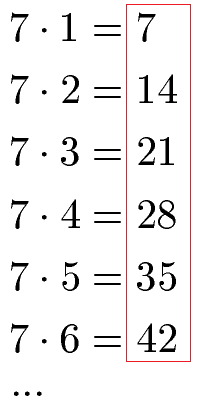 Vielfache von 7