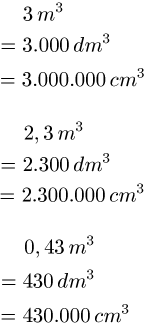 Volumeneinheiten umrechnen: Kubikmeter in Kubikzentimeter