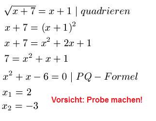 Wurzelgleichungen Beispiel 1