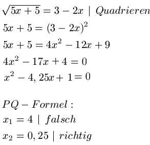 Wurzelgleichungen Beispiel 2