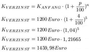 Zinseszins Formel Beispiel 1